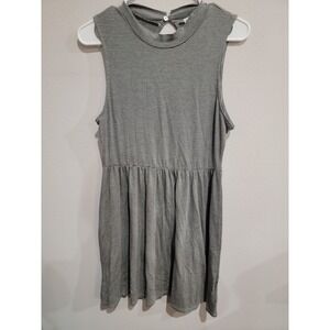 Rolla Coaster Fit & Flare Dress Black White Striped Back Cutout High Neck Sz L